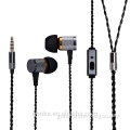 High quality metal hi fi in-ear stereo wired earphone earbud with mic